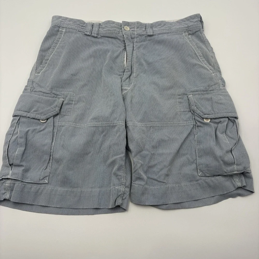 Polo Ralph Lauren Men's Pinstripe Cargo Shorts Blue White Cotton Size 36